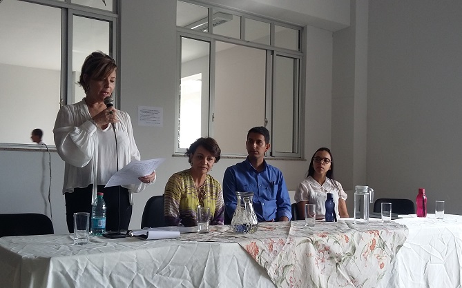 A mesa de abertura do evento foi integrada por professores do Câmpus Aparecida de Goiânia do IFG